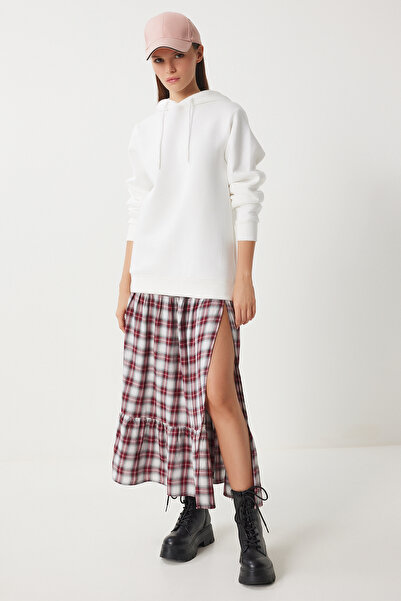 Happiness İstanbul Ecru Oversize Hooded Women's Sweatshirt - Vn00017