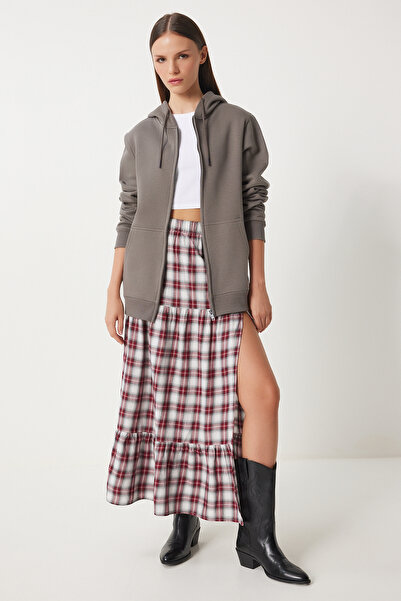 Happiness İstanbul Γυναικεία φούτερ με φερμουάρ με καπνιστή κουκούλα VN00016