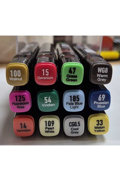Masis A5 Drawing Notebook + Double-Ended Graphic Drawing Marker 12 Pcs Cool Colors 2