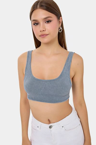 Hiccup Top crop cu nervuri fără mâneci