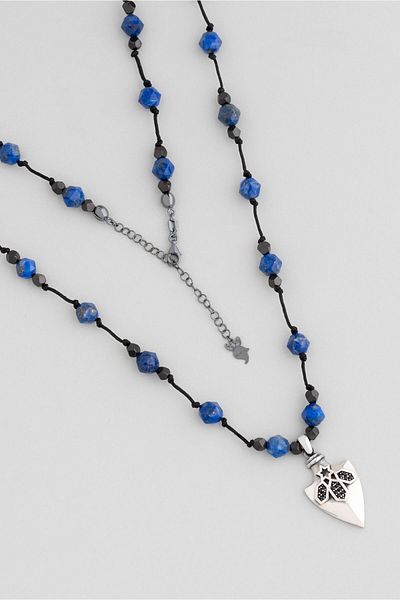 So CHIC... Seljuk Star 84 cm Silver Lapis Stone Men's Necklace
