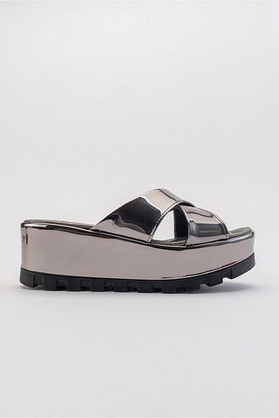 Ccway Platinum Mirror Women's Slippers - Cross Banded