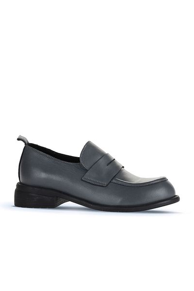 Bueno Shoes Дамски сиви кожени мокасини - 01wz6804