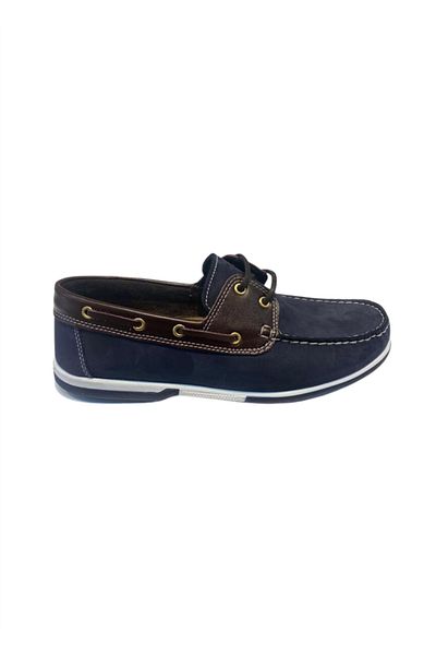 Riverland Y-03 Pantofi ocazional din piele nubuc bleumarin-maro pentru bărbați