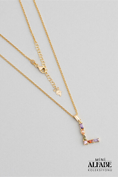 So CHIC... Mini L Harfi Günışığı Renkli 18 Ayar Sarı Altın Kaplama Gümüş Kolye