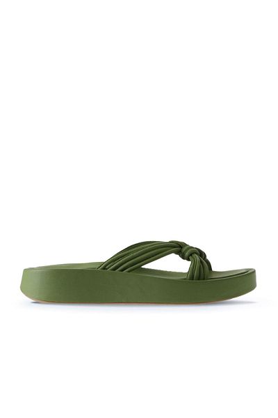 Bueno Shoes Πράσινες γυναικείες παντόφλες με τακούνι - Δερμάτινο 01wu4602