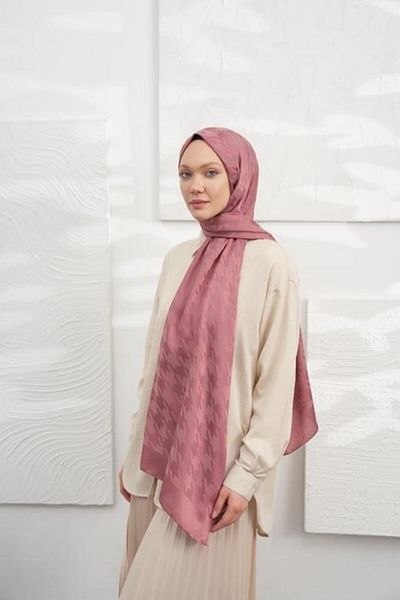 ARMANDA Σάλι με μοτίβο Houndstooth Jacquard Dusty Rose