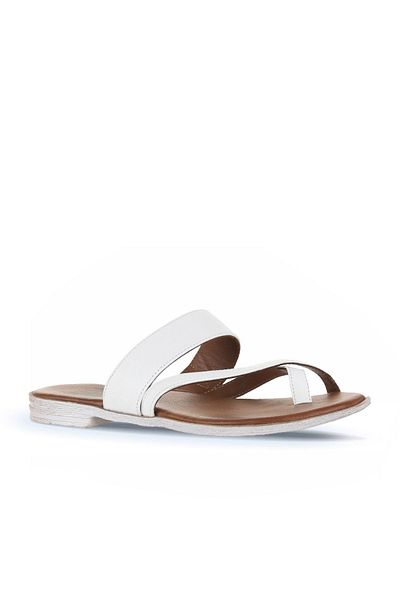 Bueno Shoes Γυναικείες λευκές δερμάτινες σαγιονάρες - 01wq2012