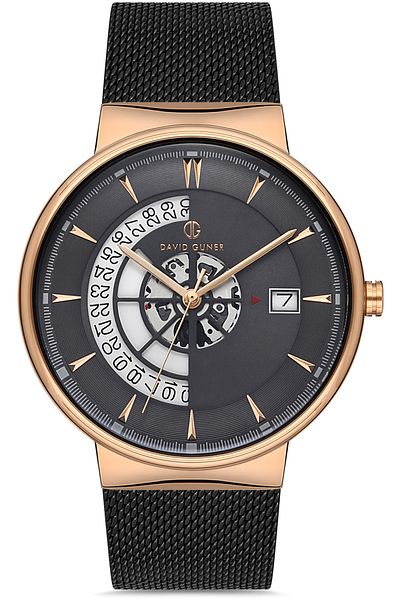 DAVID GUNER Rose Black Coated Black Dial Men's Watch Dg-8309Gc-R2