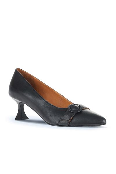Bueno Shoes Pantofi cu toc din piele neagră de damă - 01wa1305