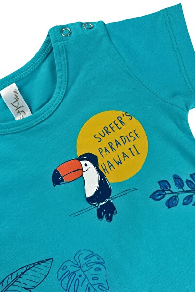 difa kids Baby Boy Green Summer Parrot Printed Top and Bottom Set