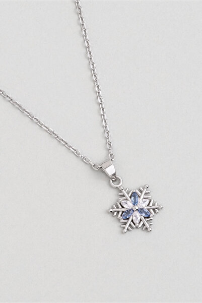 So CHIC... Elsa 18 Ayar Beyaz Altın Kaplama 43 Cm Gümüş Kar Tanesi Kolye