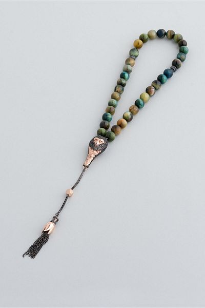 So CHIC... Natural Tiger Eye Stone 26 cm Silver Rosary