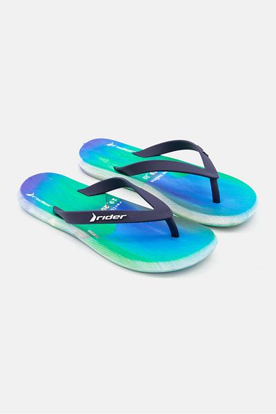 Rider Kid Boys Slip On Printed Flip Flop, Blue/Green