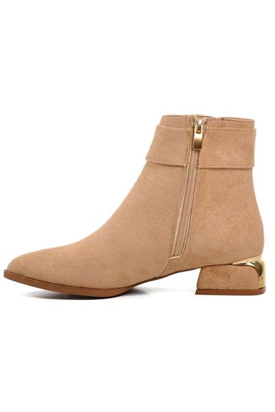 Kids Club Shoes Feles Πόρπη στον αστράγαλο Λεπτομερείς κλασικές γυναικείες μπότες με επίπεδη σόλα TEN-SUEDE