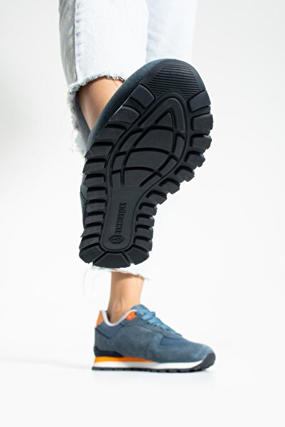 Hammer Jack Peru Hakiki Deri Kot Mavi-Turuncu Kadın Spor Ayakkabı