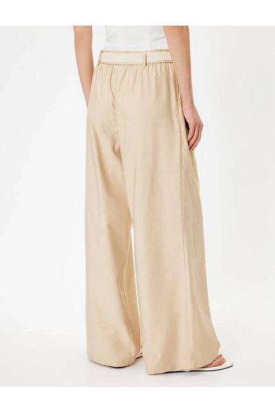 Koton Viskose-Palazzo-Hose mit hohem Bund und Taschendetail – 4SAK40237EW