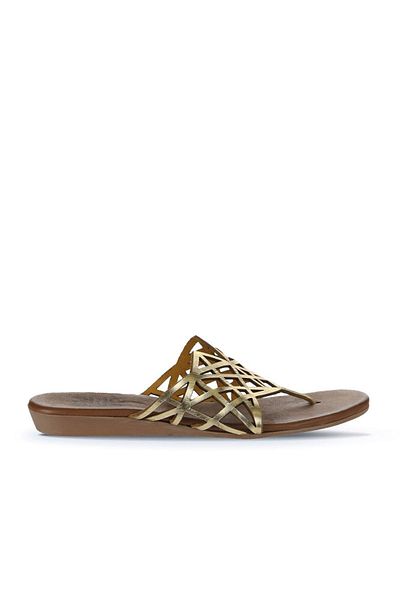 Bueno Shoes Flip-flops de damă din piele galben strălucitor - 01wu7460