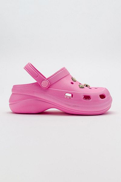 Ccway Papuci Sabo de damă cu talpă groasă cu accesorii roz