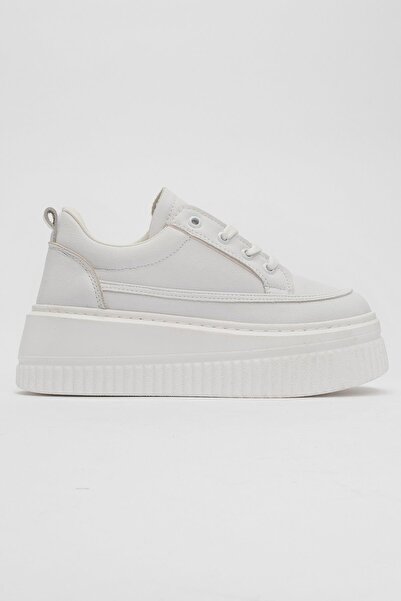 Ccway Bağcıklı Kadın Spor Ayakkabı BEYAZ BEYAZ