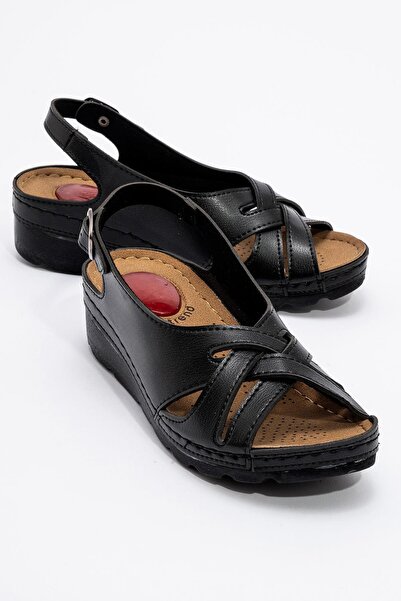 Ccway Γυναικεία Σανδάλια Τζελ με Σταυρωτά Λουράκια ΜΑΥΡΟ