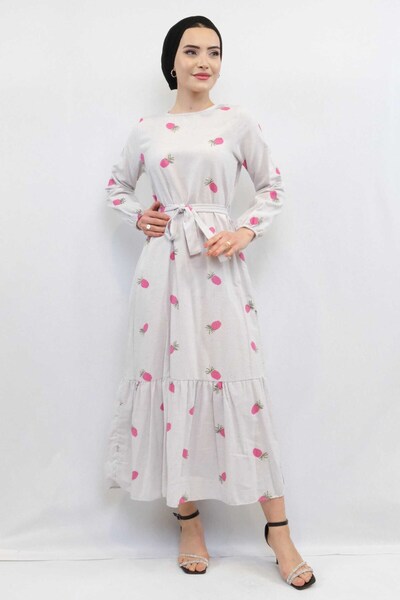 Mestore Fashionable Stripe Patterned Dress Fuchsia
