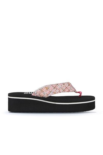 Bueno Shoes Pembe Hasır Kadın Dolgu Topuklu Terlik 26wt190244