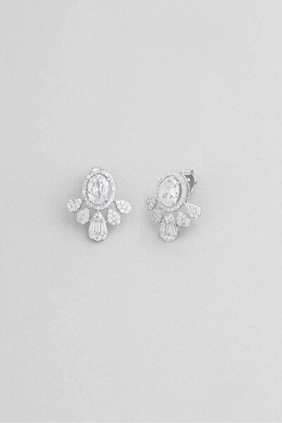 So CHIC... Elmas Şıklığı 18 Ayar Beyaz Altın Kaplama Gümüş Küpe