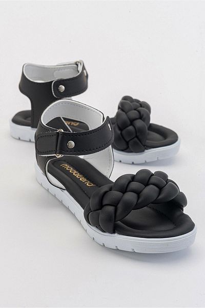 Ccway 30-35 Black Velcro Braided Children's Sandals
