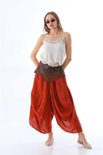 Bohem Stil İtalyan Cepli Keten Şalvar Pantolon (36-48 BEDEN ARASI)