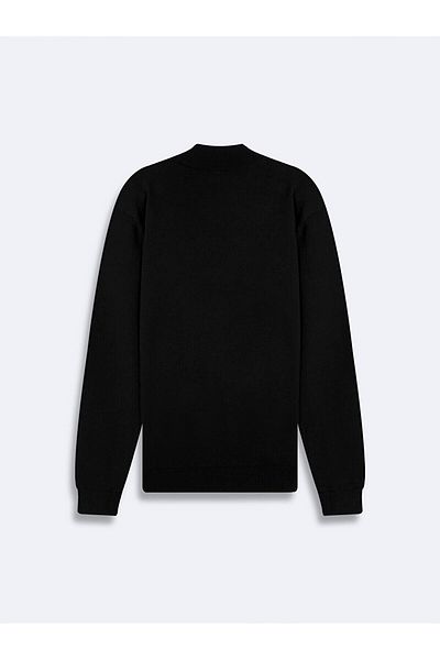 Ltb Stand Collar Long Sleeve Knitwear Black Sweater