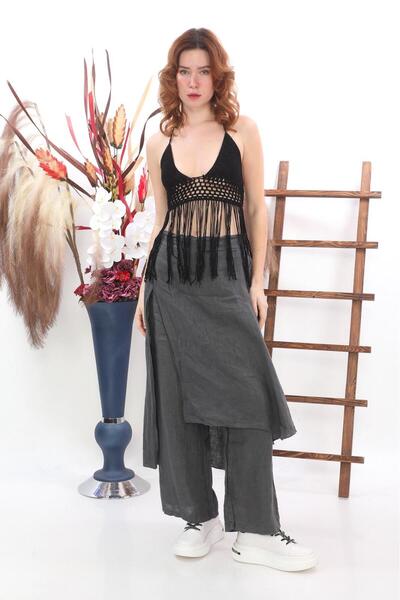 Bohem Stil İTALYAN HAM KETEN PANTOLON ETEK