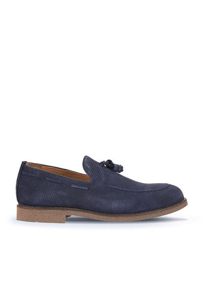 Bueno Shoes Мъжки мокасини - тъмносини велурени, с щампа, 07ma22152282