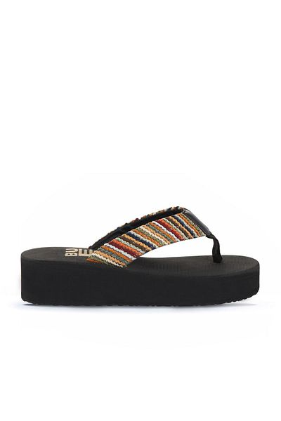 Bueno Shoes Дамски чехли с хетейски щампи и танкетка - 26wt190244