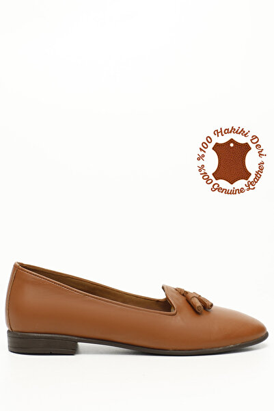 GÖNDERİ(R) Dámské opálené starožitné baleríny se střapcem z pravé kůže