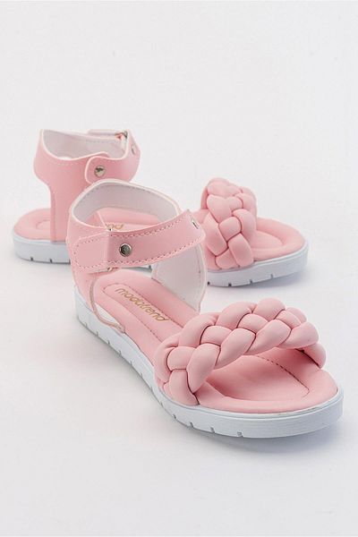 Ccway 24-29 Powder Colored Velcro Braided Children's Sandals