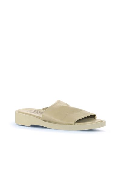 Bueno Shoes 01wy2902 Μοντέλο Χακί Δερμάτινες Γυναικείες Επίπεδες Παντόφλες