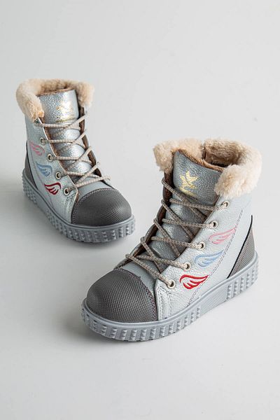 Ccway Παιδικά Μποτάκια Lace-Up 26-30 Ασημί