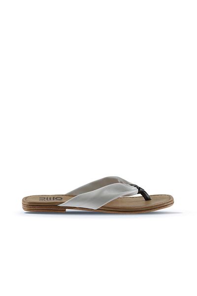 Bueno Shoes Flip-flops din piele albă pentru femei - 01wu3400