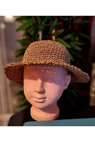 Zuviel Deco Handmade Çocuk Örgü Hasır Şapka, Çocuk Örgü Plaj Şapkası