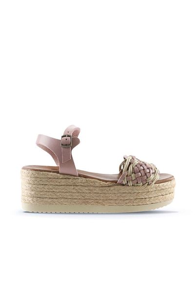 Bueno Shoes Pudra Deri Kadın Dolgu Topuklu Espadril Sandalet 01wu6109
