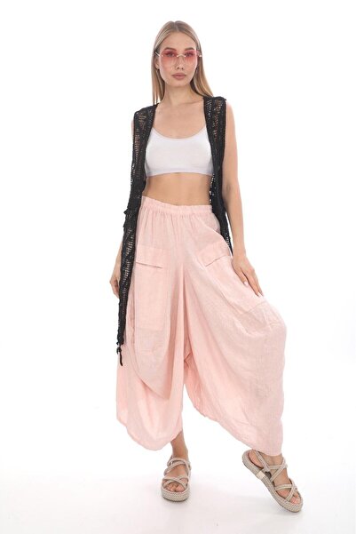 Bohem Stil Pantaloni largi din in italian cu buzunare (INTRE MASURI 36-48)