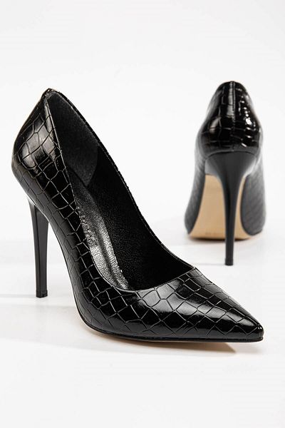 Ccway Women's Stiletto Black Crocodile