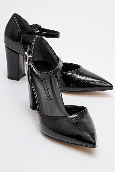 Ccway Pantofi cu toc de damă cu cataramă de crocodil negru