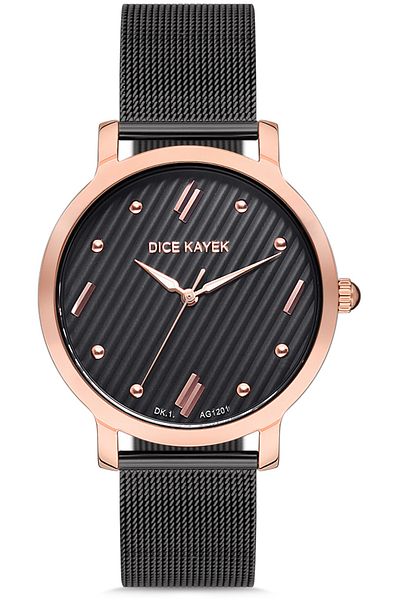 Dice Kayek Slim Ski Straw Straw Smoked Color Lanyard Rose Gold Case Women Wristwatch