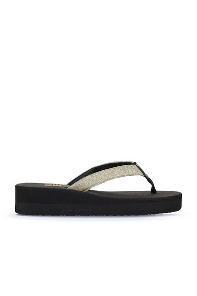 Bueno Shoes Altın Kum Simli Kadın Parmak Arası Terlik 26wt202244