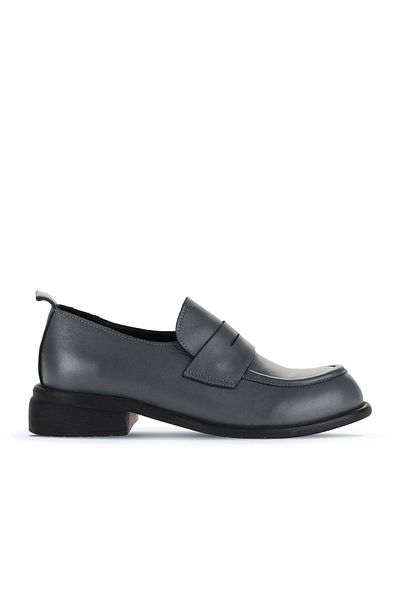 Bueno Shoes Дамски сиви кожени мокасини - 01wz6804