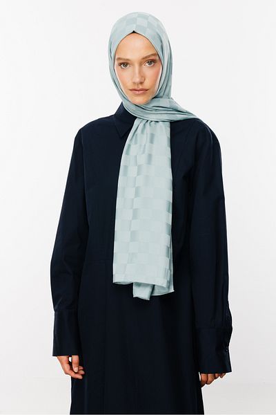 Mooncorn Çağla Dama Pattern Μεταξένιο Ζακάρ Σάλι