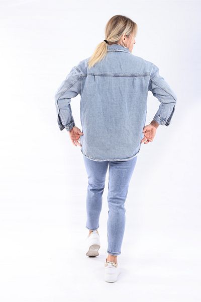 NEVEGE BUTİK DETALET DE LUCRU FEMEI Cămașă ZR JEANS-albastru deschis