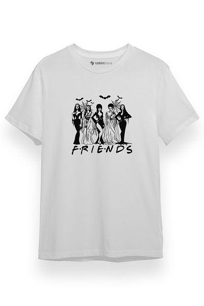 Tshirthane Ανδρικό μπλουζάκι Halloween Friends Λευκό κοντομάνικο
